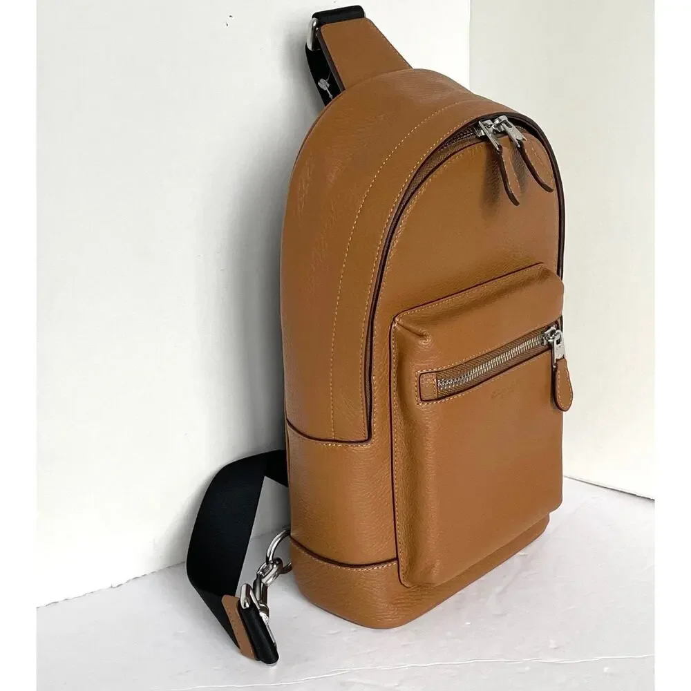 Coach West Pack Brown Pebbled Leather Sling Backpack 2540